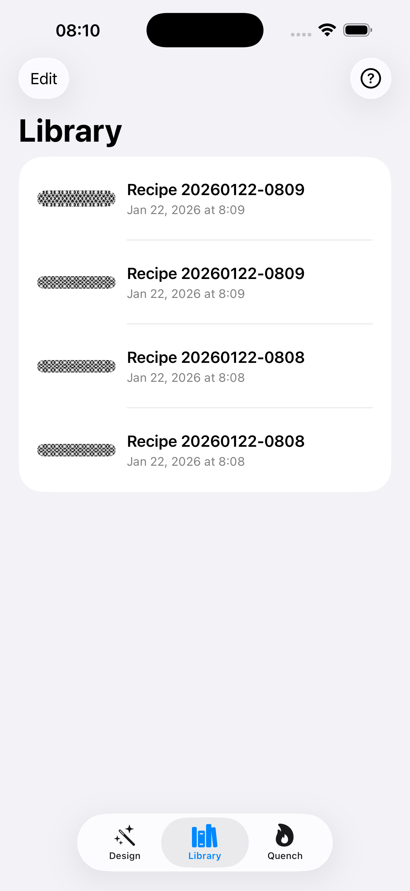 Recipe library screenshot