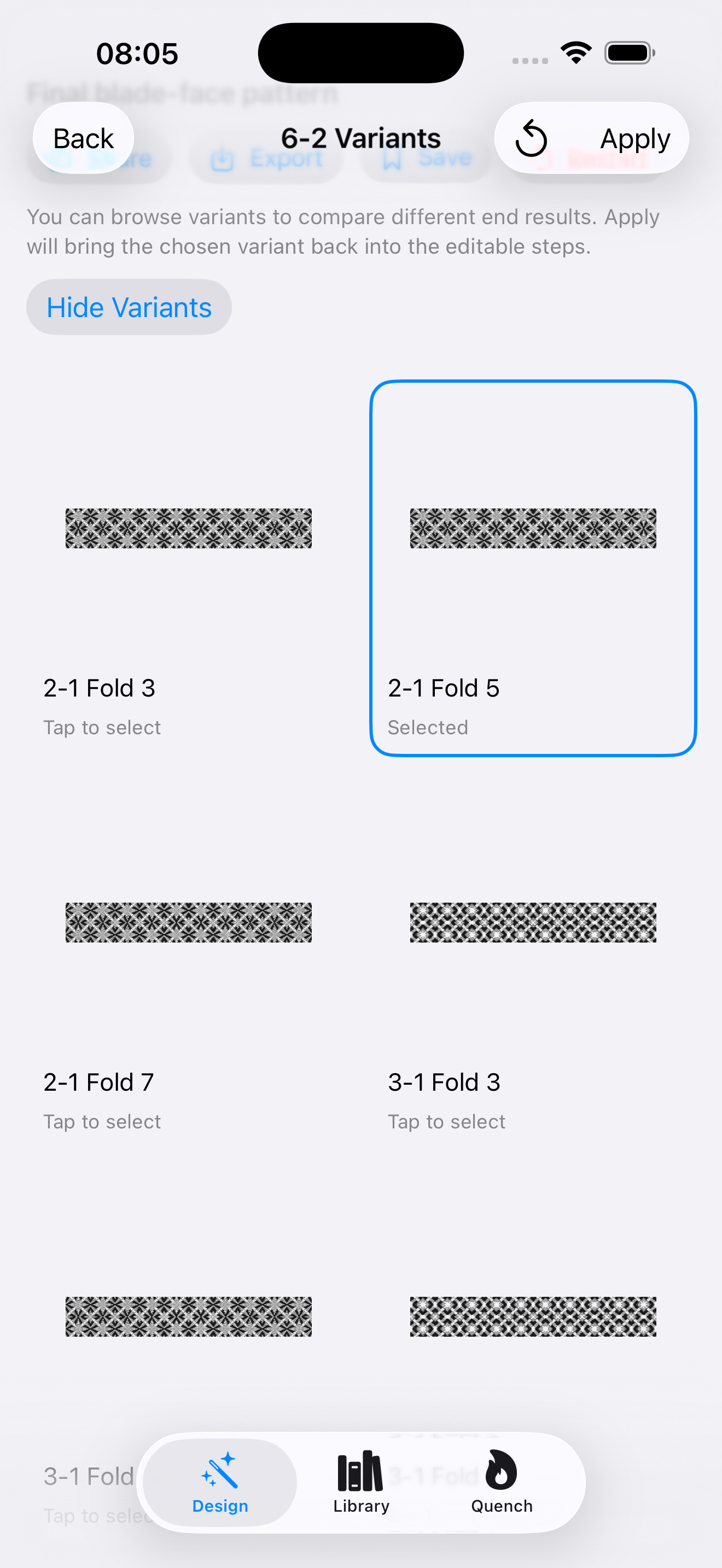 Variants browsing screenshot
